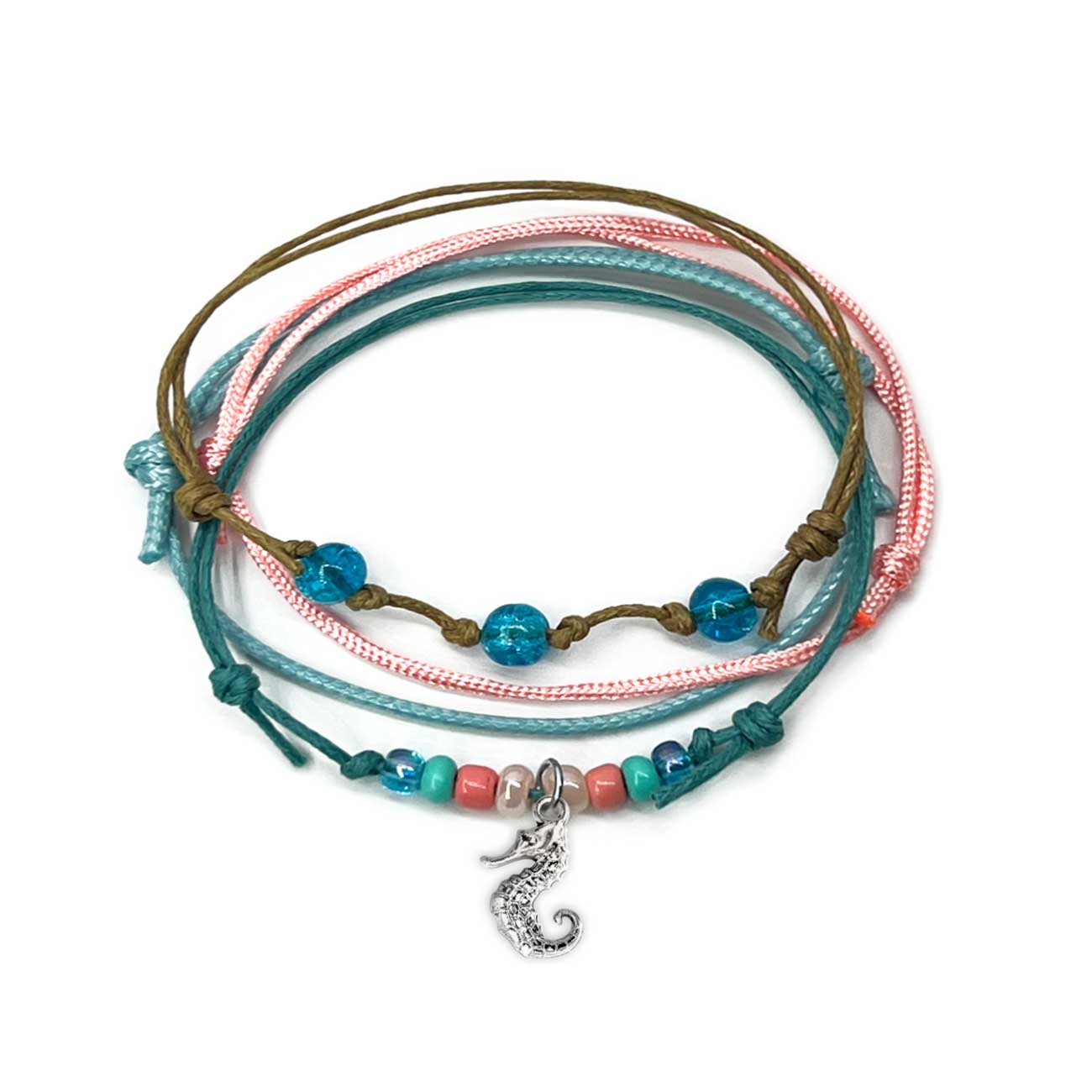 Vibrant gifts of woven seahorse beach bracelets