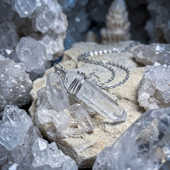 Clear Crystal Necklace — wire wrap crystal necklace • iridescent clear