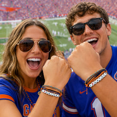 I Heart Gators letter-bead bracelet worn on the wrist at the stadium