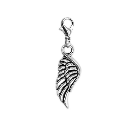 Angel wing clip charm with lobster clasp for bracelets, necklaces, zipper pulls and bags from O Yeah Gifts!