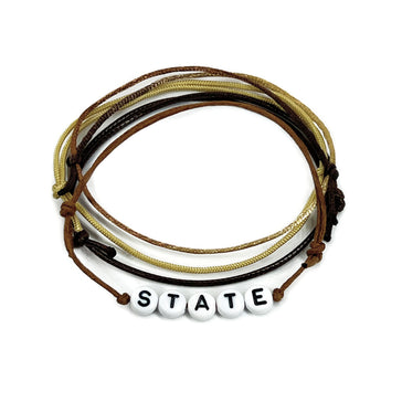 Brown State Bracelet with custom letter beads – personalized state pride jewelry for besties and gifts