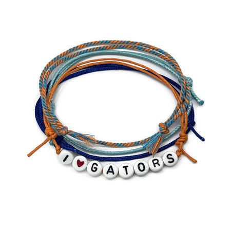 I Heart Gators Letter Bead Bracelet Style Pack with blue cord and orange accents