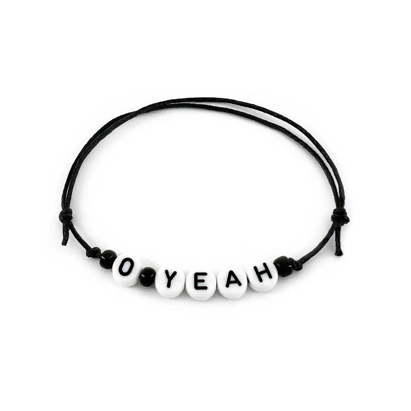 O Yeah 10-Year Letter Bead Bracelet with black string