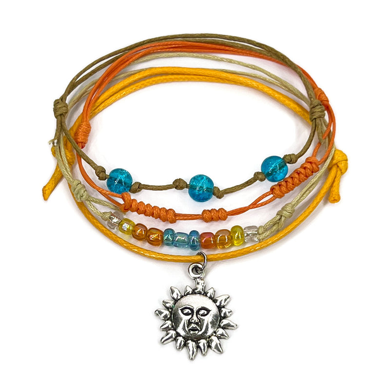 O Yeah Gifts Sun Charm Layered Bracelet Set with vibrant beads and sun charm