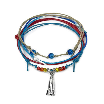 Rocket Bracelet Style Pack with silver charm, metallic beads and bold cords