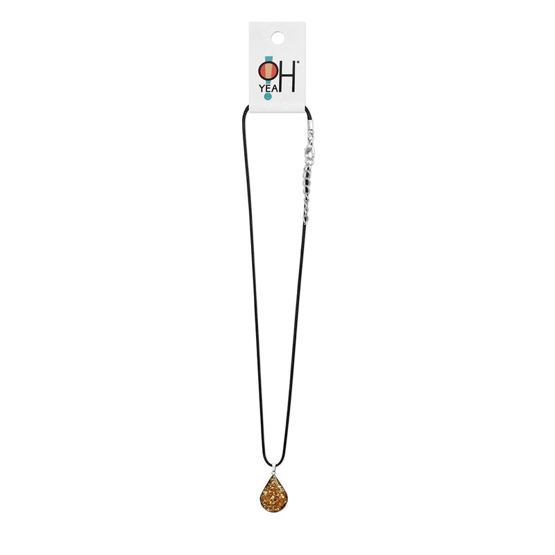Fools Gold Gemstone Drop Necklace, Golden Teardrop - O Yeah Gifts!