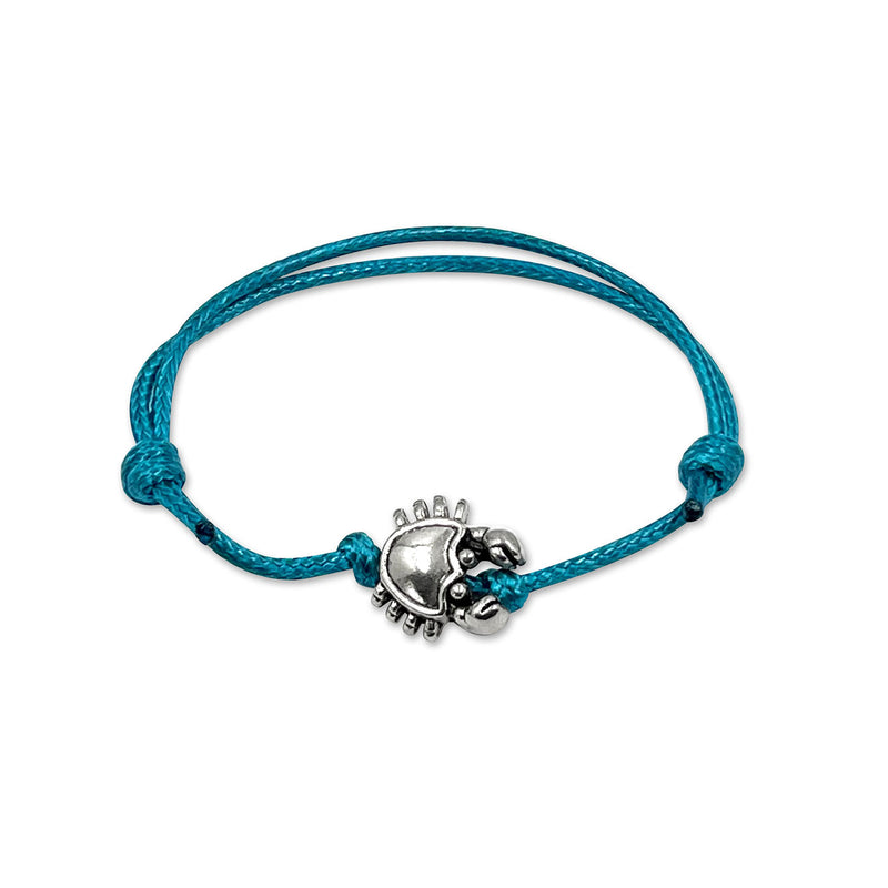 O Yeah Gifts Crab Bracelet – Beachy bracelet with a silver crab charm and blue cord, perfect for ocean lovers and summer adventures.