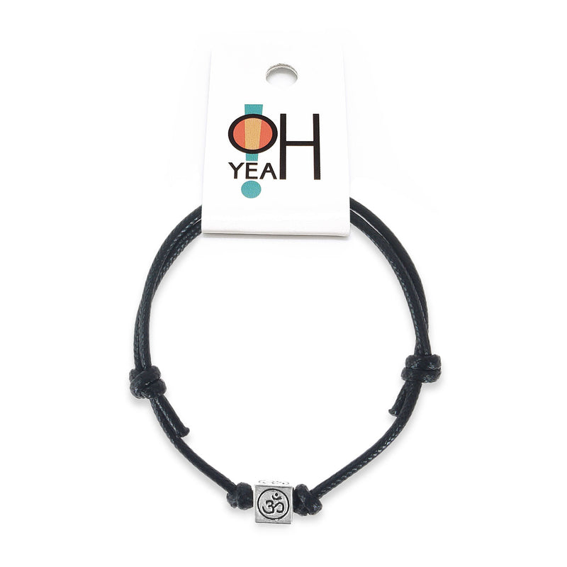 O Yeah Gifts Om Charm Bracelet – Adjustable cord bracelet with a silver Om charm, perfect for adding a touch of spiritual style and Zen vibes to any look.