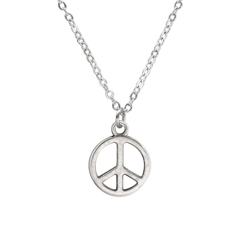 Close-up of Minimalist Peace Charm Necklace