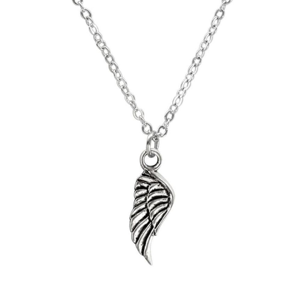 Silver angel wing charm necklace – celestial jewelry for dreamers and charm collectors.