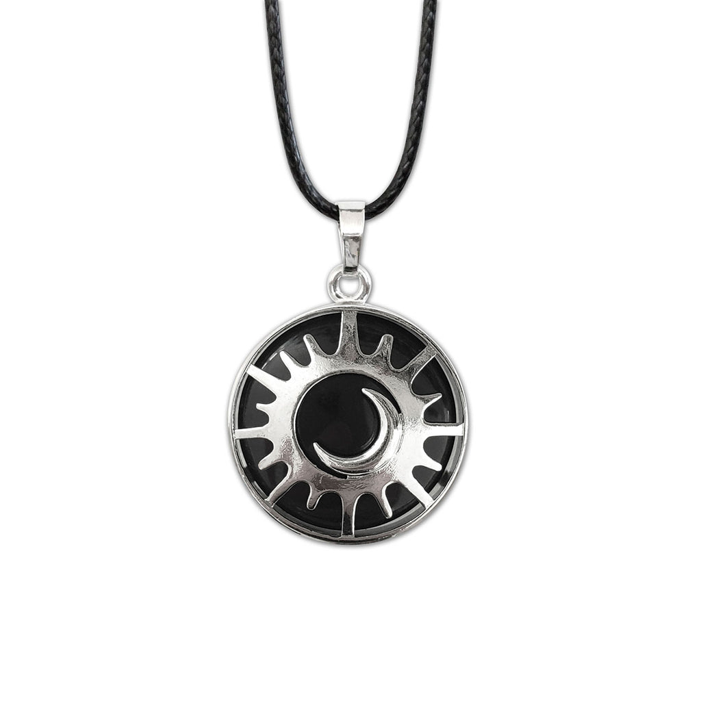 Black Agate Sun Moon Necklace with Crystal Pendant - Boho Chic Jewelry