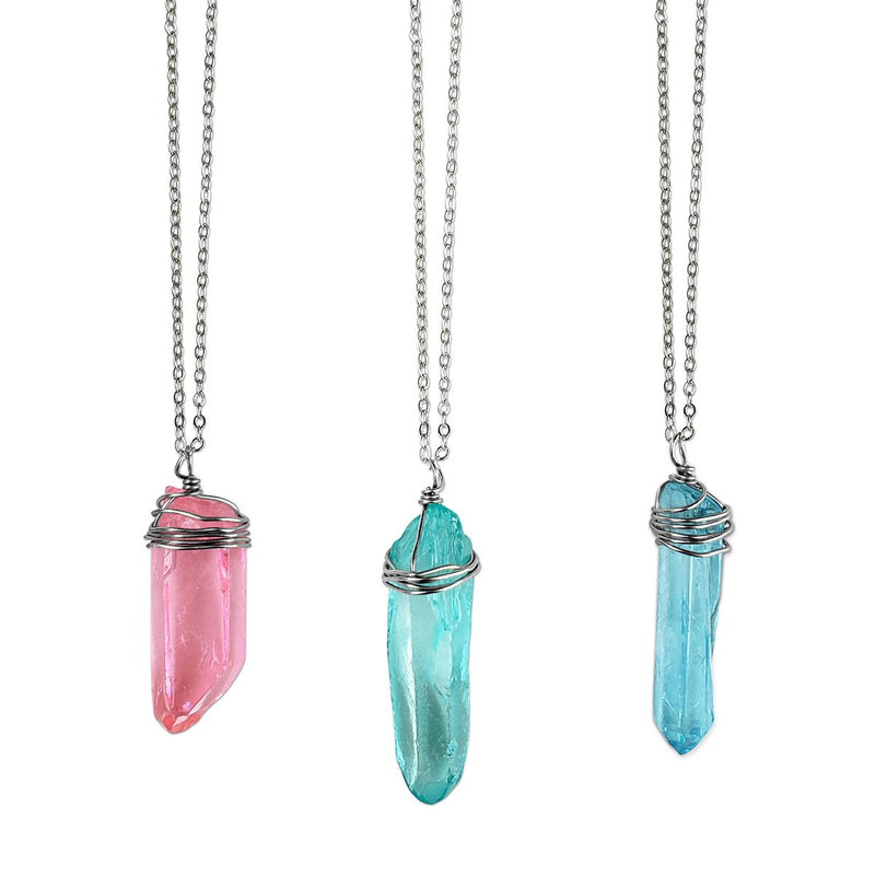 Stunning wire wrap blue crystal necklace designed for beach lovers and ocean-inspired fashion made by O Yeah Gifts!
