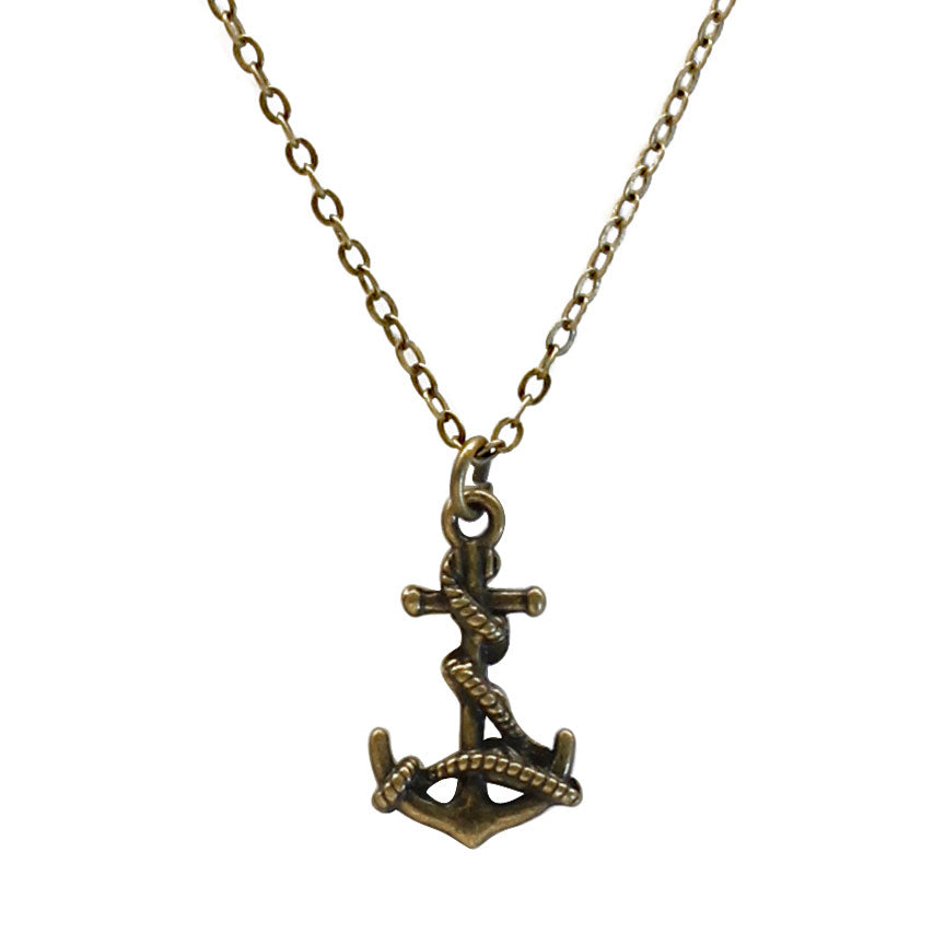 Bronze Anchor Charm Necklace – nautical anchor necklace for beach and boho vibes