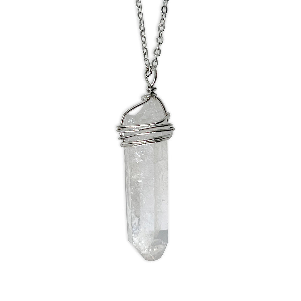 Clear Crystal Necklace – healing gemstone pendant for spiritual energy and boho crystal jewelry layering.