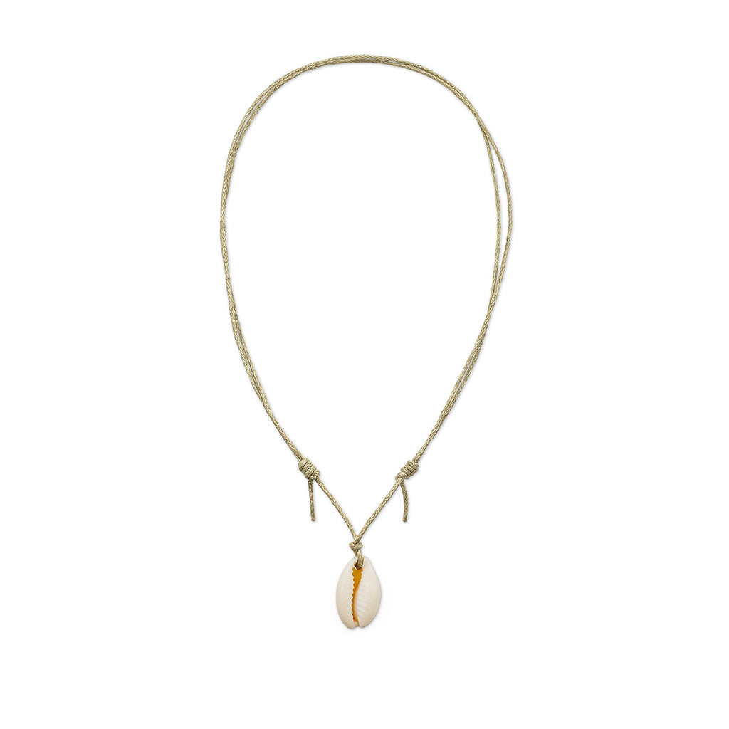 Cowrie Shell Choker with beige cord â beachy boho necklace for summer and layering