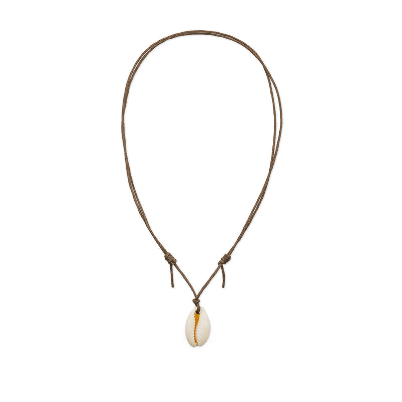 Cowrie Shell Choker with brown cord – coastal-inspired shell necklace for layering
