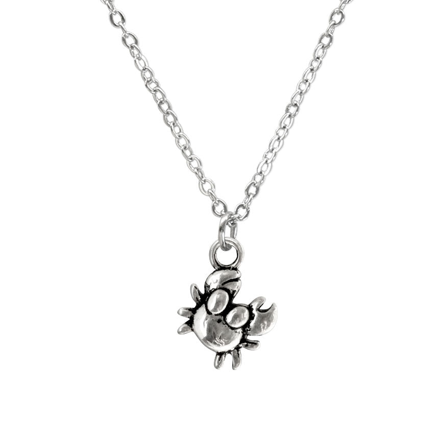 Crab Necklace with silver charm â ocean-inspired coastal jewelry for beach lovers.