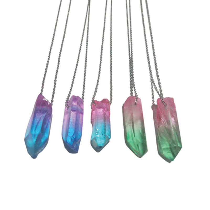 Pink Green Crystal Necklace, Stone Gemstone Pendant Jewelry - O Yeah Gifts!
