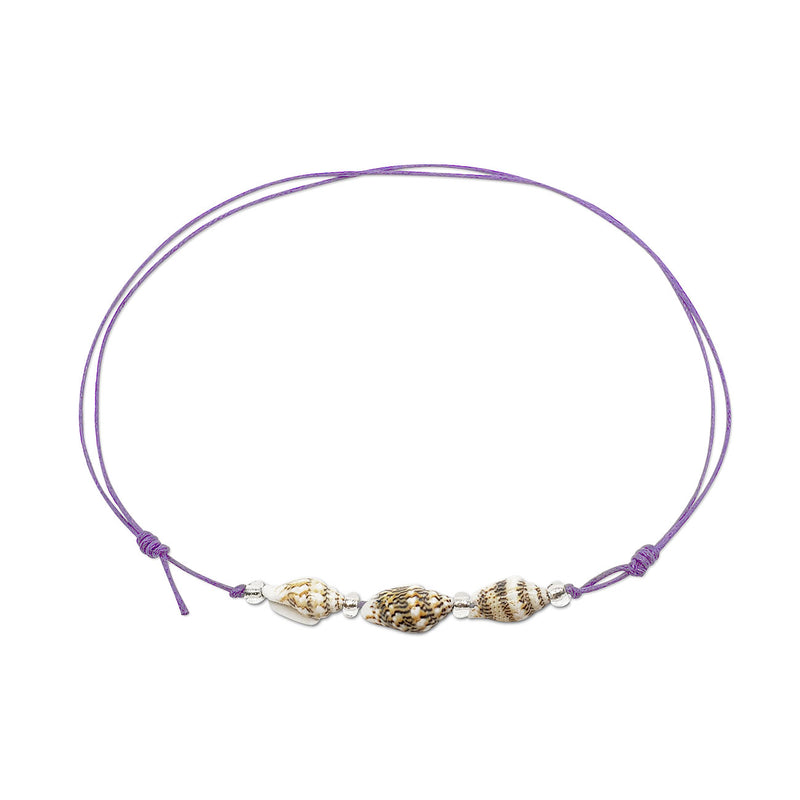 Shell Choker with purple cord – vibrant boho beach jewelry for summer vibes