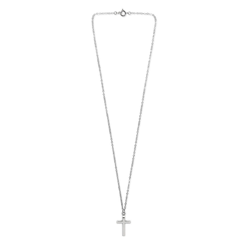 Silver Cross Necklace on 18