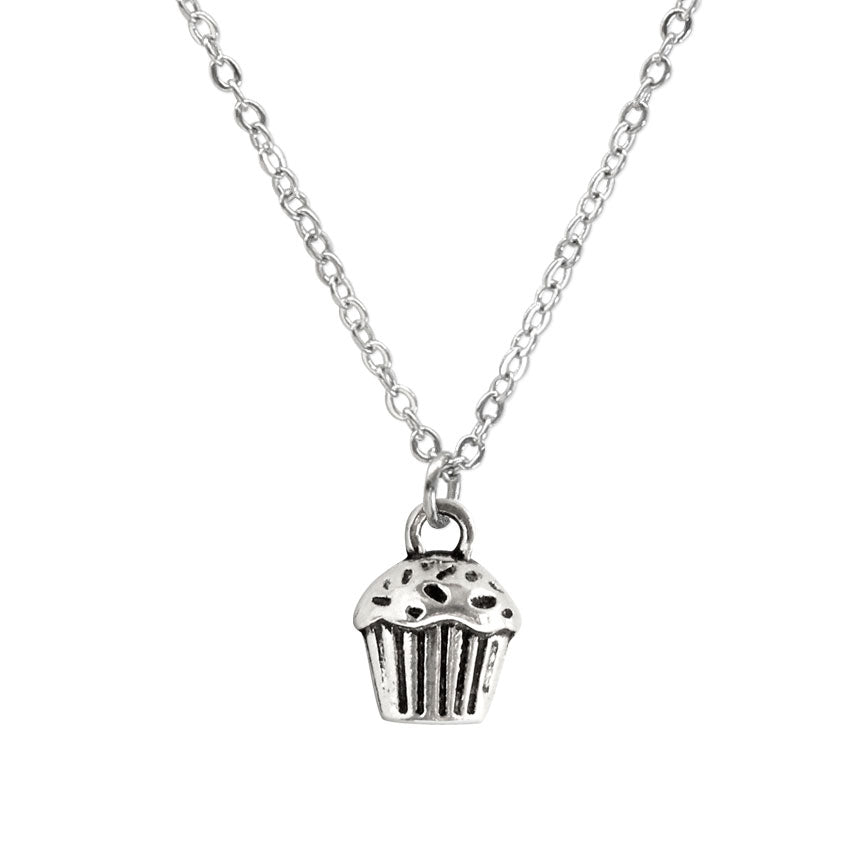 Silver Cupcake Charm Necklace with sprinkles – fun jewelry for kids and teens