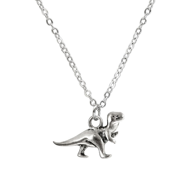 Silver Dinosaur Necklace with charm – fun jewelry for kids, teens, and dino fans