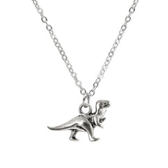 Silver Dinosaur Necklace with charm – fun jewelry for kids, teens, and dino fans