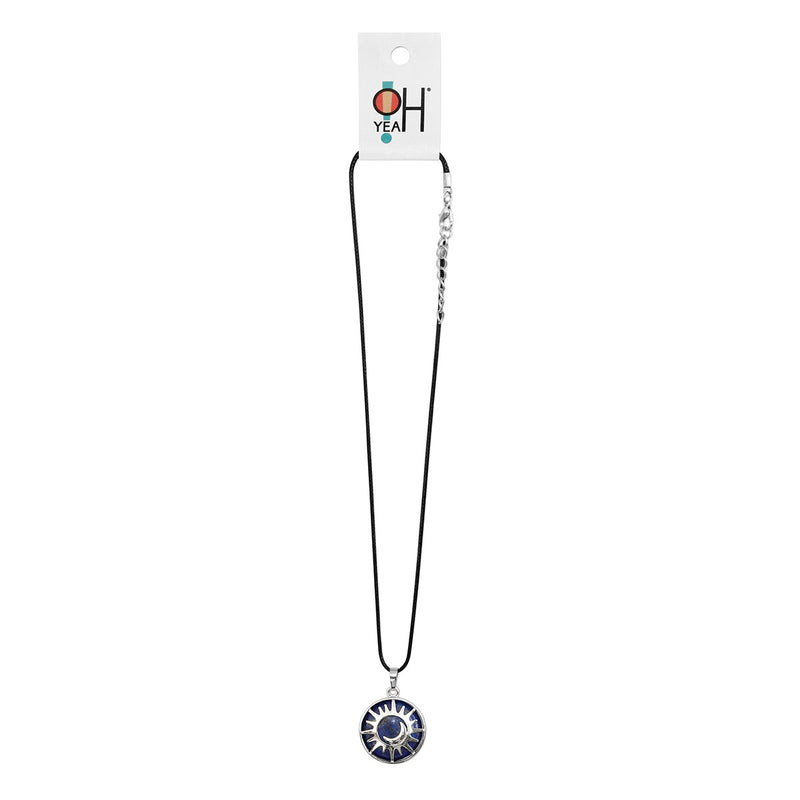Sun and Moon Lapis Lazuli Pendant Necklace on Black Cord by O Yeah Gifts