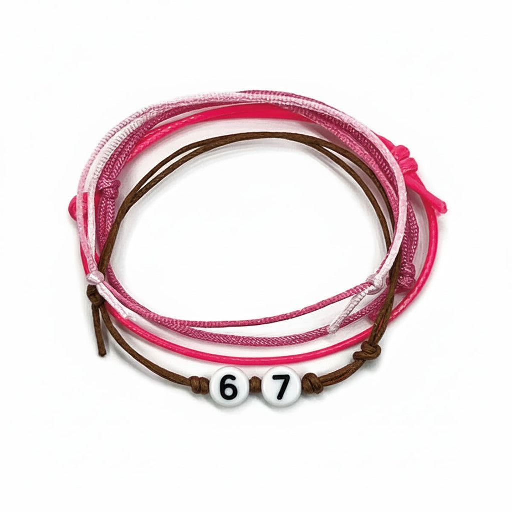 Stack bright pink 6 7 bracelets for best friends