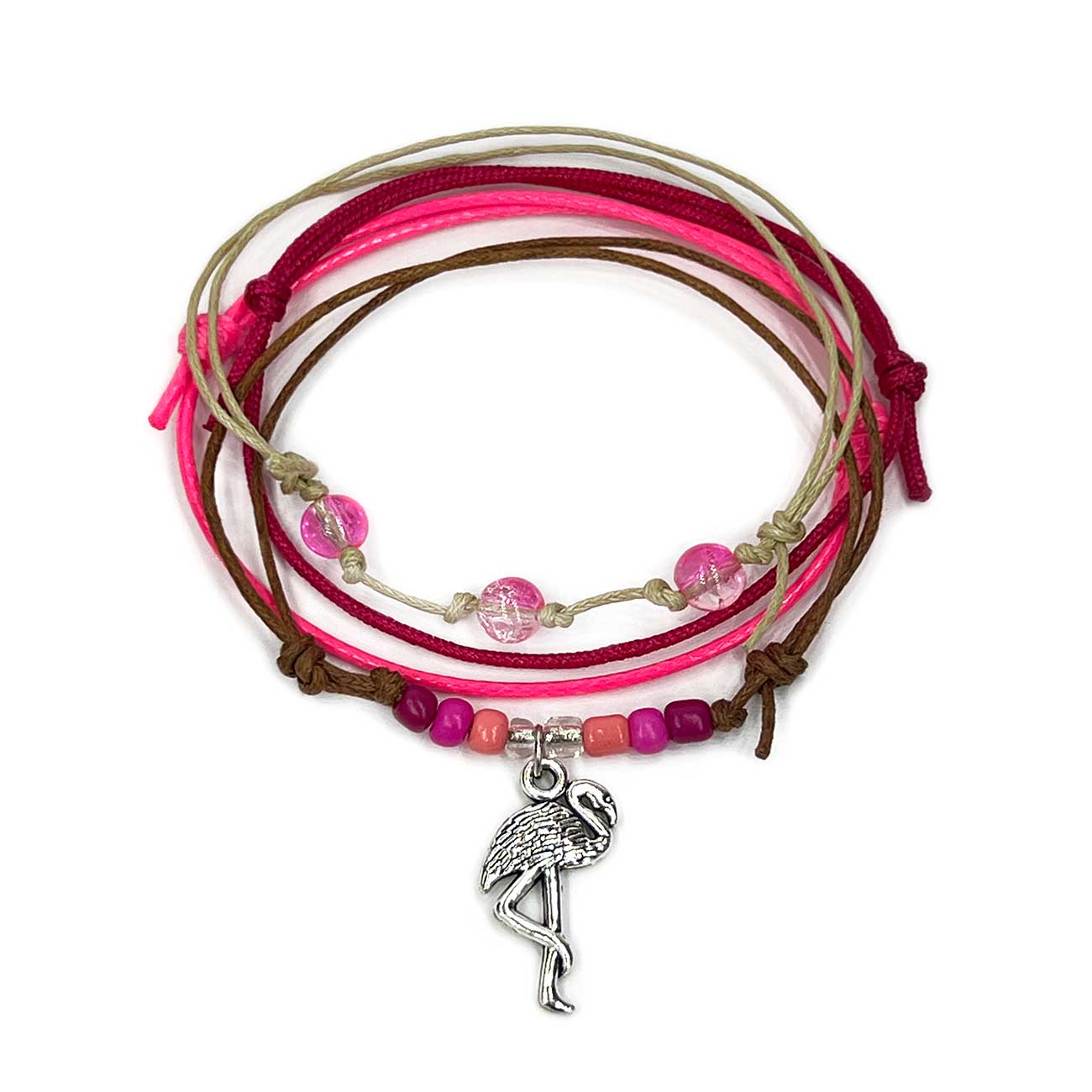 Radiant beaded flamingo jewelry set with waterproof cords
