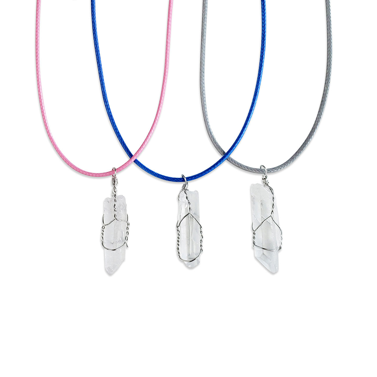 Which brands offer customizable crystal necklaces with cord color options?