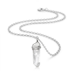 Clear Crystal Necklace — wire wrap crystal necklace • iridescent clear