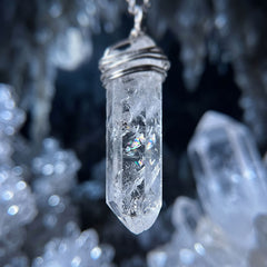 Clear Crystal Necklace — wire wrap crystal necklace • iridescent clear