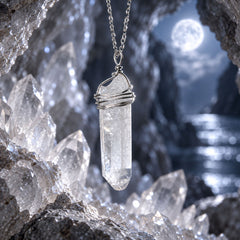 Clear Crystal Necklace — wire wrap crystal necklace • iridescent clear