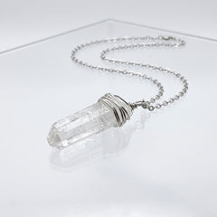 Clear Crystal Necklace — iridescent clear quartz necklace