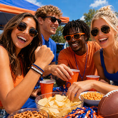 I Heart Gators letter bead bracelets stacked together — Gators tailgate and game day accessory