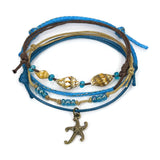Golden Starfish Bracelet - Blue