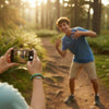 Teen hiker in the woods filming a friend with his phone, green 67 bracelet from O Yeah Gifts clearly visible, lifestyle jewelry image and ai bracelet photo vibe that doubles as trend jewelry photography for a viral 6-7 meme bracelet; the scene echoes the questions everyone types into TikTok and Google, “what is 6 7?” and “what does 67 mean?” as this six seven meme accessory quietly flexes the inside joke, fun fashion jewelry, school safe bracelet and 67 trend bracelet for gen alpha 6-7 fans.