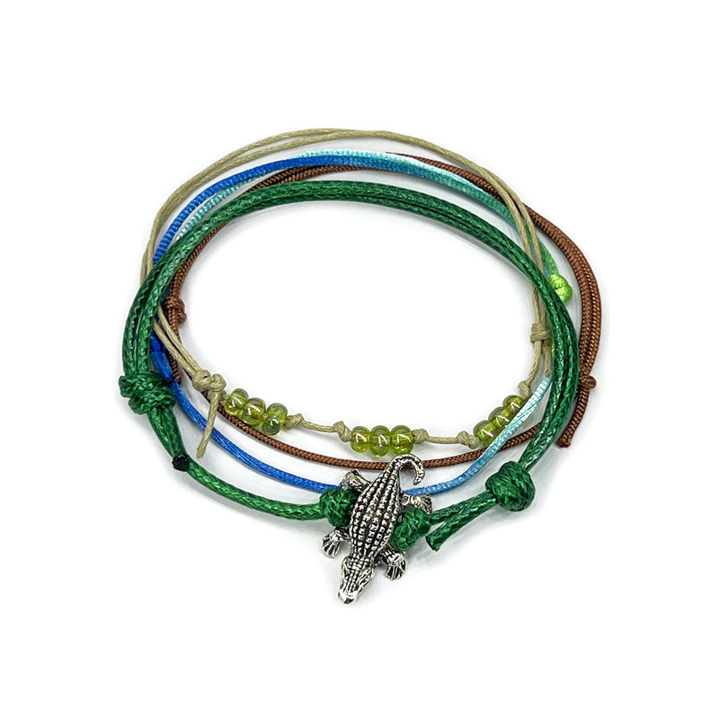 Green Gator Charm Bead Bracelet featuring alligator charm and a vibrant bead design, O Yeah Gifts.