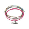 Pink cord Manatee Bead Bracelet with silver manatee charm and beaded accents from O Yeah Gifts.