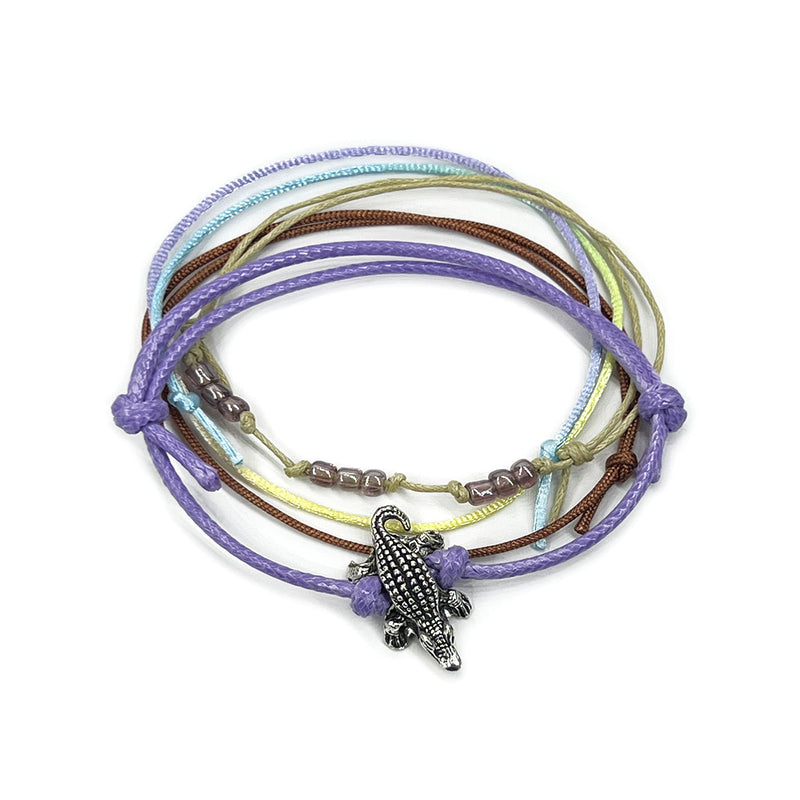 Purple Gator Charm Bead Bracelet featuring alligator charm and trendy beadwork from O Yeah Gifts.
