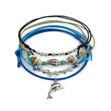 Blue Dolphin Shell Charm Bracelet Pack