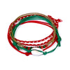 Christmas Shell Bracelet with red and green beads – festive beach jewelry for holiday vibes.