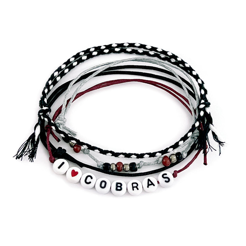 Cooper City Cobras 2k14 girls softball letter bead bracelet, custom sport bracelet, adjustable stackable team bracelet for girls sports, support women’s sports.