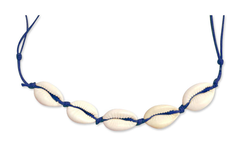Cowrie Shell Necklace with real shells and dark blue cord