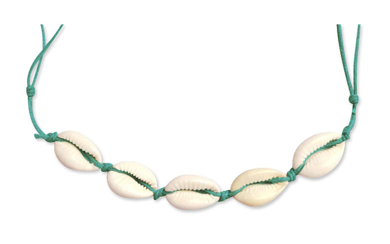 Cowrie Shell Necklace with real shells and green cord