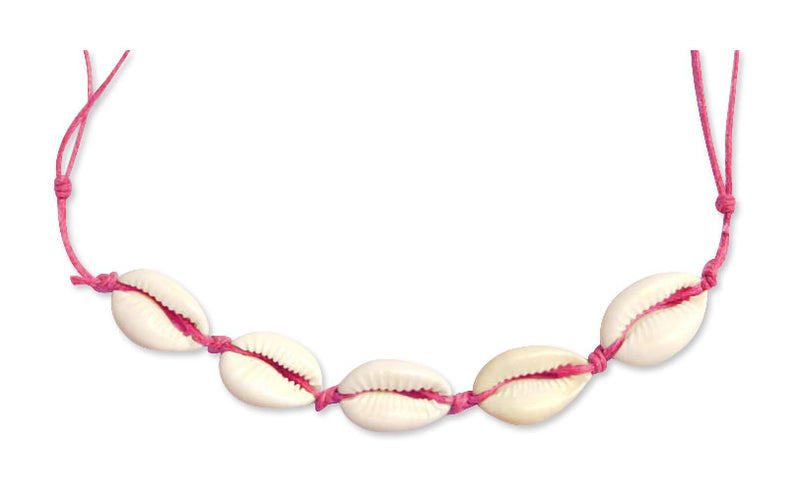 Cowrie Shell Necklace with real shells and pink cord