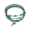 Seafoam Green Dolphin Bracelet – Ocean-Inspired Charm Bracelet with Silver Dolphin and Teal Glass Beads