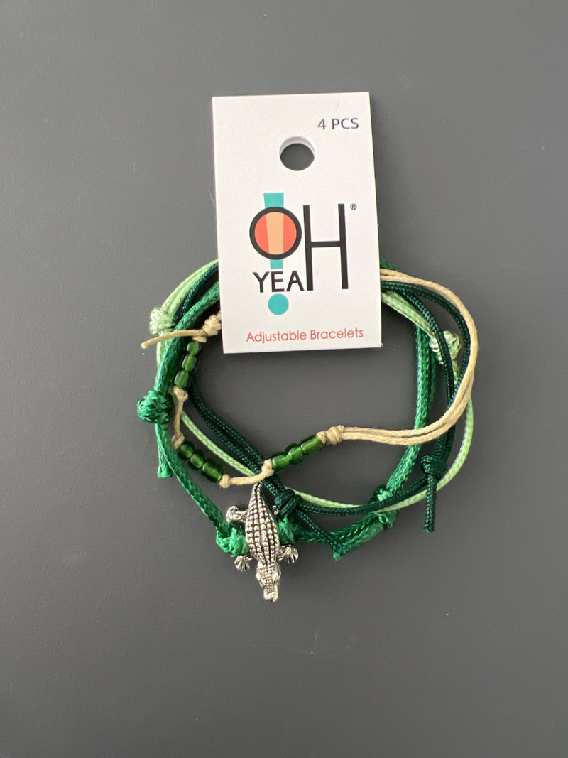 Gator Beaded Bracelet Pack — gator bead bracelet in layered greens