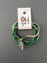 Gator Beaded Bracelet Pack — gator bead bracelet in layered greens